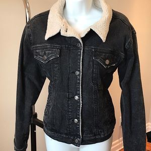 Silver jeans denim Sherpa jacket
